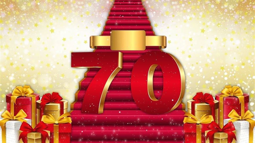 Открытки с пожеланиями на 70 лет gif.  Отличного дня рождения 70 лет открытки...