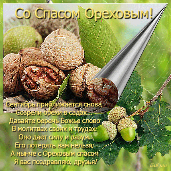 Оригинальные открытки с поздравлениями на Ореховый Спас скачать бесплатно.