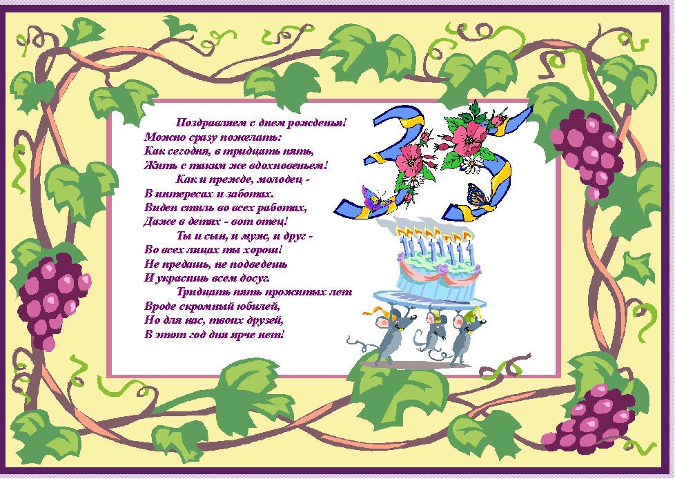 Пожелания на день рождения 35 лет. Открытки с юбилеем 35 лет анимационные. 