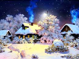 Анимационные открытки с зимним пейзажем. Открытки времена года. Новогодние от...