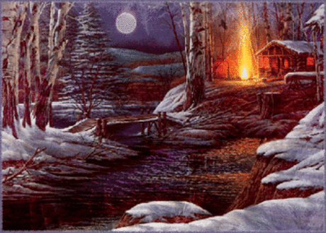 Анимационные открытки с зимним пейзажем. Открытки времена года. Новогодние от...