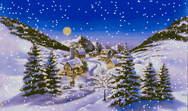 Анимационные открытки с зимним пейзажем. Открытки времена года. Новогодние от...