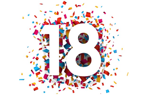 Открытки с пожеланиями на 18 лет gif. Отличного дня рождения 18 лет открытки....