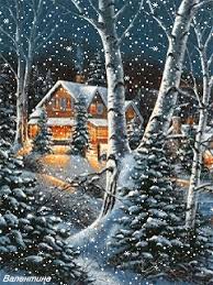 Анимационные открытки с зимним пейзажем. Открытки времена года. Новогодние от...