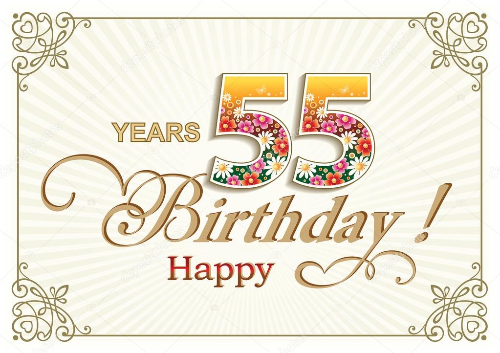 Оригинальные открытки с пожеланиями на юбилей 55 лет. Анимационные картинки н...