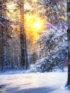 Анимационные открытки с зимним пейзажем. Открытки времена года. Новогодние от...