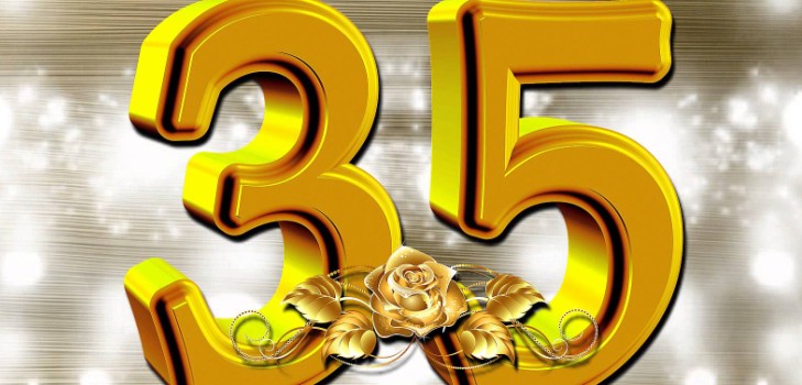 Пожелания на день рождения 35 лет. Открытки с юбилеем 35 лет анимационные. 