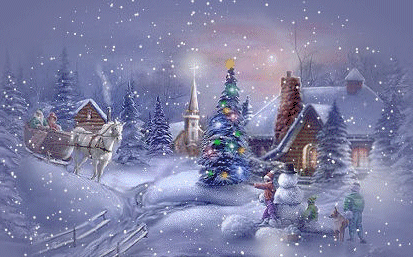 Анимационные открытки с зимним пейзажем. Открытки времена года. Новогодние от...