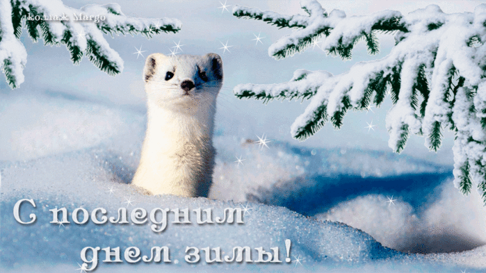 Красивые открытки с последним днем зимы. Анимационные картинки с последним зи...