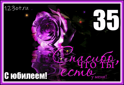 Пожелания на день рождения 35 лет. Открытки с юбилеем 35 лет анимационные. 