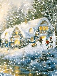 Анимационные открытки с зимним пейзажем. Открытки времена года. Новогодние от...