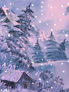 Анимационные открытки с зимним пейзажем. Открытки времена года. Новогодние от...