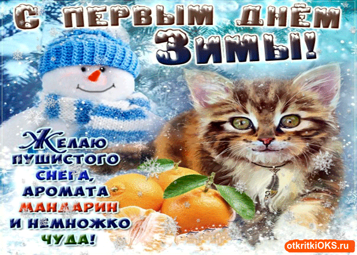 Мерцающие анимационные открытки с пожеланиями на первый день зимы