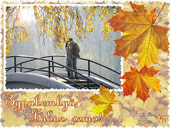 Поздравительные открытки с Бабьим Летом. Анимационные открытки на Бабье Лето. 