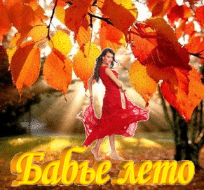 Поздравительные открытки с Бабьим Летом. Анимационные открытки на Бабье Лето. 