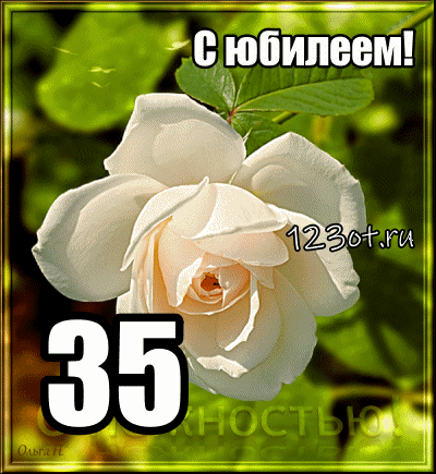Пожелания на день рождения 35 лет. Открытки с юбилеем 35 лет анимационные. 