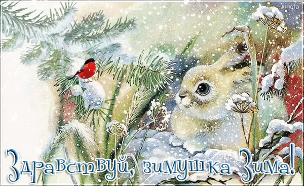 Мерцающие анимационные открытки с пожеланиями на первый день зимы