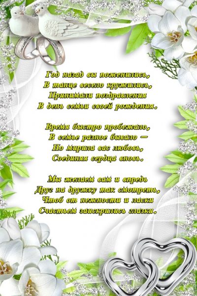Открытки на Ситцевую свадьбу 1 год скачать бесплатно. Мерцающие открытки на с...