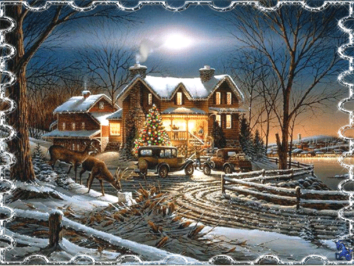 Анимационные открытки с зимним пейзажем. Открытки времена года. Новогодние от...