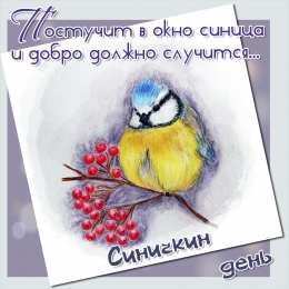 Открытки на Синичкин день Красивые анимационные открытки на Синичкин день скачать бесплатно.