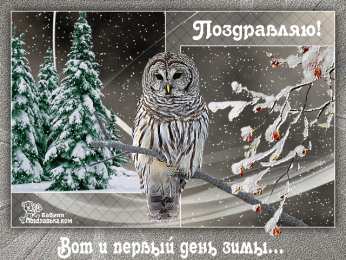 Открытки с первым днем зимы Мерцающие анимационные открытки с пожеланиями на первый день зимы